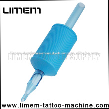 Best Sale blue clear 1 inch Silicone Tattoo Grip desechable Agarre de goma del tatuaje del tubo del apretón plástico